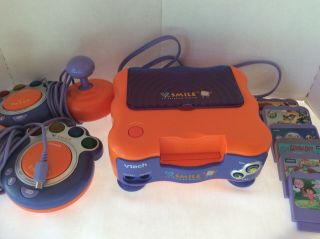 Vtech Vsmile Tv Learning System Console Model 6122 Cables 6 Games 2 Controllers