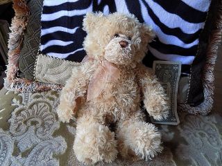 Gund Classic Corin Teddy Bear Plush Golden Tan Stuffed Animal Sheer Bow 12 " Euc