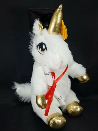 Gold White Unicorn Graduation Hat Tassel Plush Stuffed Animal Diploma Dan Dee