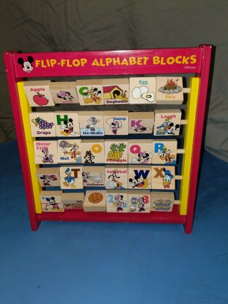 Mickey Mouse Wooden Alphabet Abacus Flip Flop Blocks Learning Toy