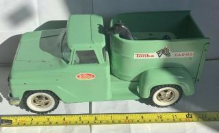 Vintage Green Tonka Farms Truck - Immaculate - With Horse - Gate -