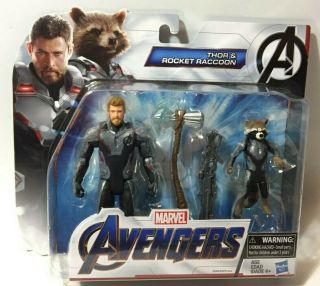 2019 Marvel Avengers Endgame Mcu Thor & Rocket Raccoon 6in Action Figure Pack