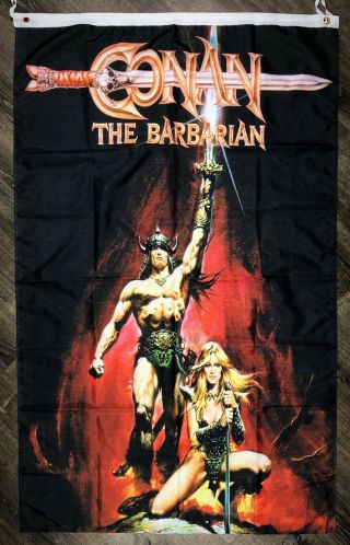 Conan The Barbarian Flag 3x5 Ft Black Vertical Banner 1980 Movie Poster Man - Cave