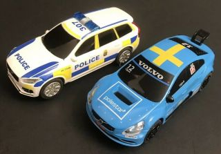 Agm 1/43 Scale Slot Cars Volvo Police Car & T.  Bjork Race Car