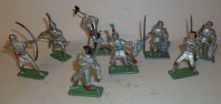 A Group Of Crescent 1950s 60mm Vintage Plastic Medieval Knights