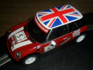 Scalextric Red Bmw Mini Cooper Touring / Rally Car & Fast With Lights