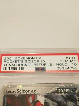 2004 POKEMON EX ROCKET ' S SCIZOR EX HOLO PSA 10 GM MT 10 5