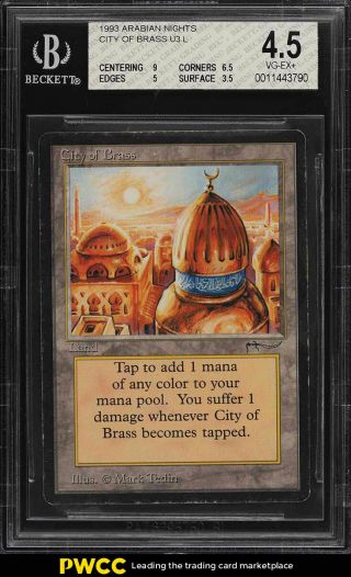 1993 Magic The Gathering Mtg Arabian Nights City Of Brass U3 L Bgs 4.  5 (pwcc)