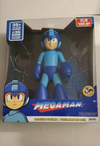 Megaman Mega Man 30th Anniversary Deluxe Figure Jakks Pacific 35,  Sounds 12 Inch
