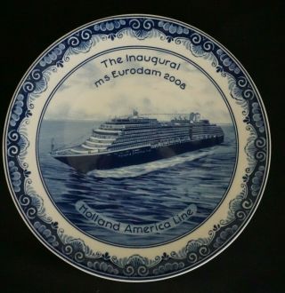 2008 Inaugural Holland America Line Delftware Plate MS Eurodam Queen Beatrix 2