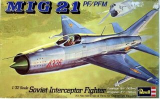 Vintage 1974 Revell H - 267 1/32 Model Mig 21 Pf Pfm Soviet Interceptor Fighter