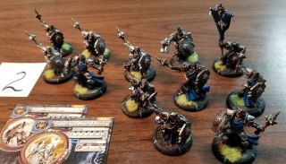 Warmachine Cygnar Precursor Knights With Officer And Standard; Painted 2