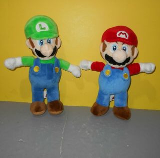 Set Of 2 Mario Bros.  Wii Nintendo 12 " Stuffed Plush Mario & Luigi