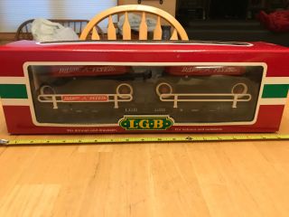 Lgb G Scale Gauge Train Car 44590 Radio Flyer Dual Wagon Flat Car W/original Box