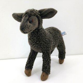 Hansa Toy Lamb Plush - Charcoal Gray Bayb Sheep 11 " Poseable Legs Curly