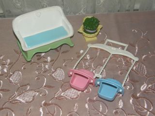 Fisher Price Loving Family Doll House Porch Seat Flower Pot & Baby Swing