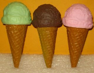 Realistic Mini Ice Cream Sugar Cones 3 Pc Fun Authentic Mtc Fake Play Food Props