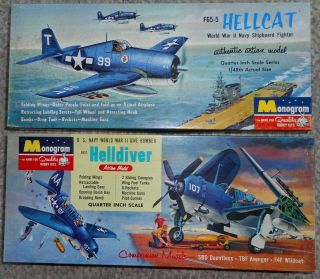 Monogram 4 Star F6f Hellcat - Sb2c Helldiver Plastic Model Kits