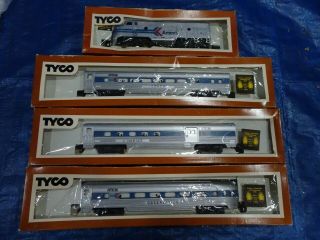 Tyco Amtrak Set F7a Locomotive 4316 With Set Of 3 Streamliner Cars Ho Scale