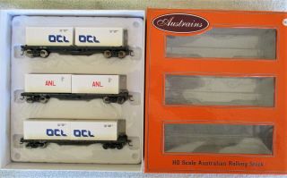 3 X Nswgr Gme Container Flat Wagons With 20 