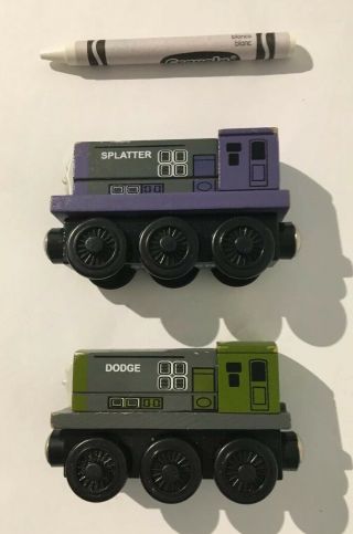 Thomas Wooden Railway: Purple Green Train Engine Splatter & Dodge ©2000 Allcroft