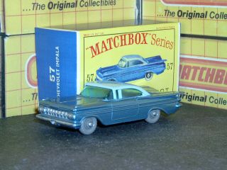 Matchbox Lesney Chevrolet Impala 57 B1 Black Base 24gpw Sc10 Vnm Crafted Box