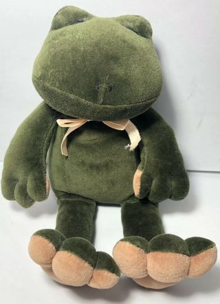 The Manhattan Toy Company 1995 Green Frog Plush Stuffed Animal Toy Doll 10 "