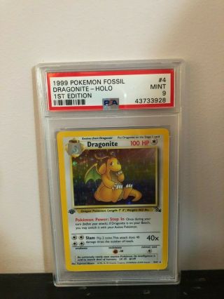 Psa 9 Dragonite 1st Edition Holo Fossil 1999 Pokemon Card 4/62