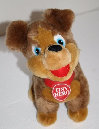 Family Tv Tiny Hero Puppy Dog 11 " Soft Toy Plush Brown Blue Eyes Red Collar