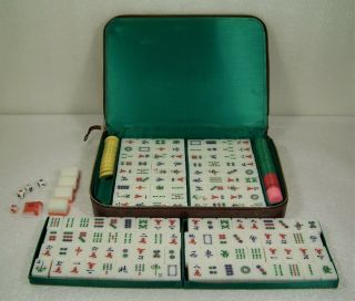 Mahjong - 144,  4 Blanks Tiles - Game Set In Zippered Case - Mah Jong Mahjongg