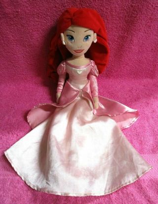 Disney Store The Little Mermaid Ariel Pink Dress Plush Doll 21 "