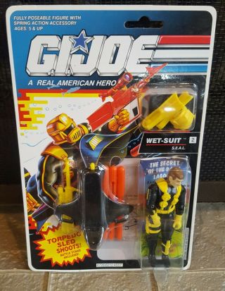 Gi Joe Real American Hero Wet - Suit S.  E.  A.  L.  On Card - G.  I.  Joe