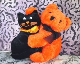 Dan Dee Collectors Choice Halloween Orange Bear Black Cat Hugging Stuffed Animal