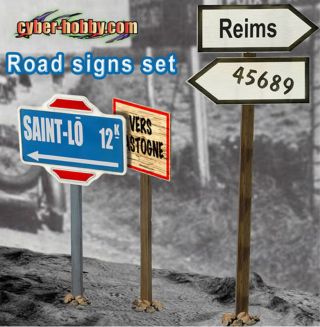Dragon Models Cyber Hobby 1/6 Scale 12 " Wwii German Road Signs Set 1 71294