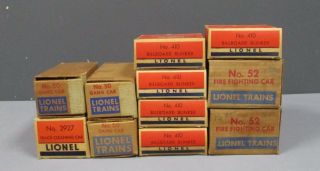 Lionel O Gauge Postwar Empty Accessory Boxes: 50,  52,  3927,  410 [11]