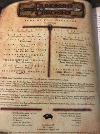WOTC D&D 3rd Ed Book of Vile Darkness,  The HC Book 3
