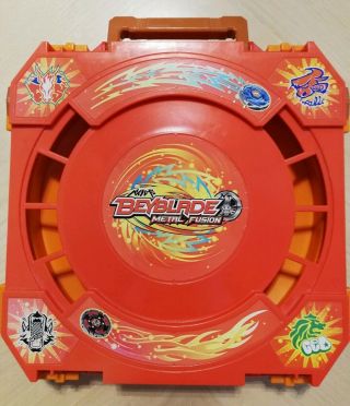 Beyblade Metal Fusion Battle Stadium Arena Portable Travel Case Orange/red