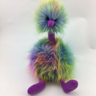 Jellycat Rainbow Pompom Plush 13 " Soft Stuffed Animal Ostrich Bird Fluffy