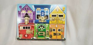Melissa & Doug Wood Puzzle 6 Different Latches & Locks Animal Board Ages 3,  3785