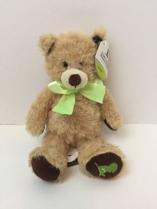 First & Main Michaels St.  Jude Tan Teddy Bear W/ Green Bow Stuffed Plush 11 " Tag