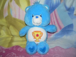 13 " Plush Blue Champ Care Bear Trophy Cup Star Baby Boy Girl Collectible Toy
