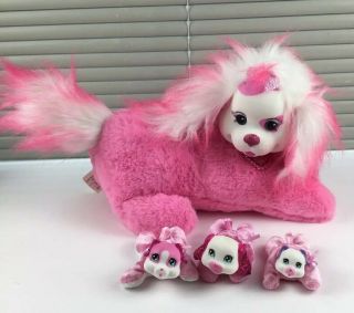 Puppy Kitty Surprise Dog Plush Pink White Mom & 3 Babies