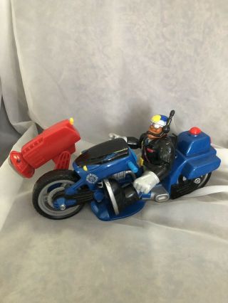 Fisher Price Rescue Heroes Jake Justice Police Officer With Blue Motorcycle