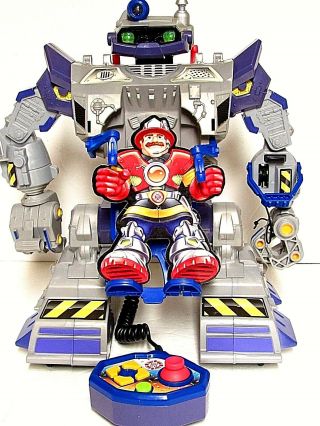 Powermax Robot Fisher Price Rescue Heroes W Remote Robotic Light Sound 16 " Tall