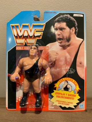 Wwf 1990 Series 1 Hasbro Andre The Giant (blue Spanish Card) Moc