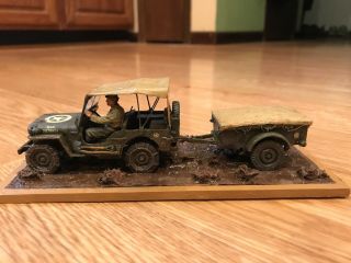 Built 1/35 Willies Jeep With Covered Trailer 34th Id Italy
