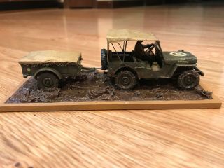 Built 1/35 Willies Jeep with Covered Trailer 34th ID Italy 2