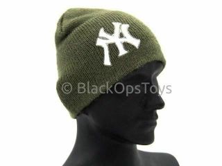 1/6 Scale Knit Od Green Beanie Watch Cap With Yankees Logo (h)