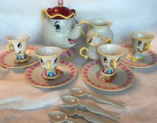 Disney Princess Beauty & The Beast Belle Mrs Potts & Chip Talking Tea Play Set