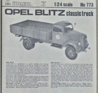 Opel Blitz - 1936 Classic Truck - Italeri - 1/24 Scale - 1985 Issue 5